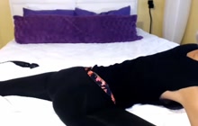 Amateur girl doing yoga and teasing on webcam